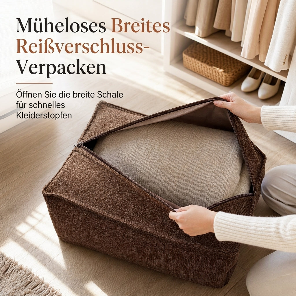 🛋️ 50 % Rabatt ! Befüllbarer Hockerbezug mit Stauraum – Kein Kleiderchaos, voller Komfort! 🧺 Mit Kleidung befüllbar, bis 100 kg belastbar, waschbar
