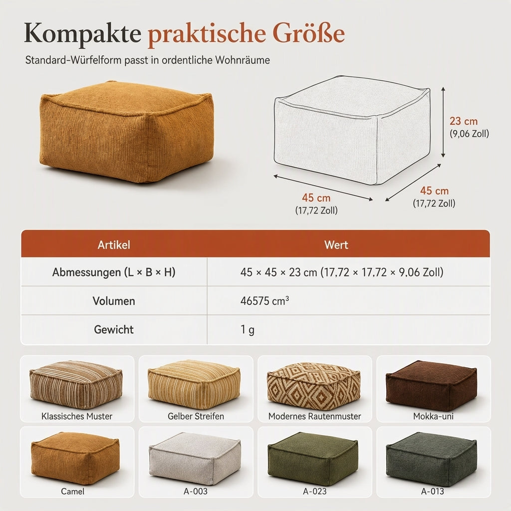 🛋️ 50 % Rabatt ! Befüllbarer Hockerbezug mit Stauraum – Kein Kleiderchaos, voller Komfort! 🧺 Mit Kleidung befüllbar, bis 100 kg belastbar, waschbar