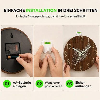 🔥 Zeitlich begrenztes Angebot 🕰️ 12 Zoll geräuschlose hölzerne Wanduhr – mit leuchtender Anzeige und MDF-Holzoptik ✨