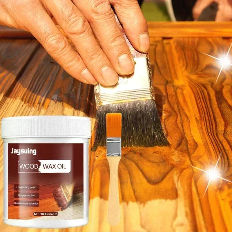 ⏳Zeitlich begrenztes Angebot⏳ Scomeri Holzpflege mit Öl und Wachs, 100 g – inklusive Pinsel