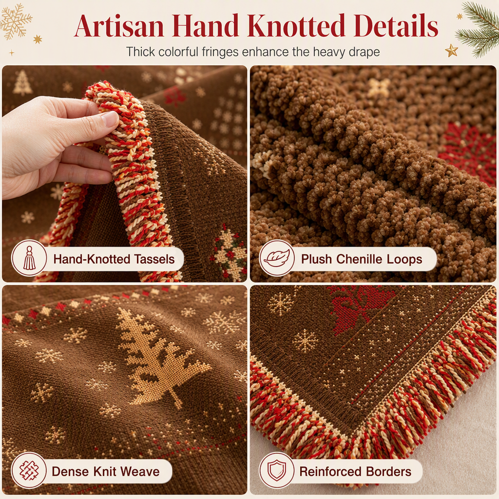 🎁 50 % RABATT 🛋️ Wendbarer Chenille-Sofaüberwurf, weicher Weihnachts-Sofabezug 🎄