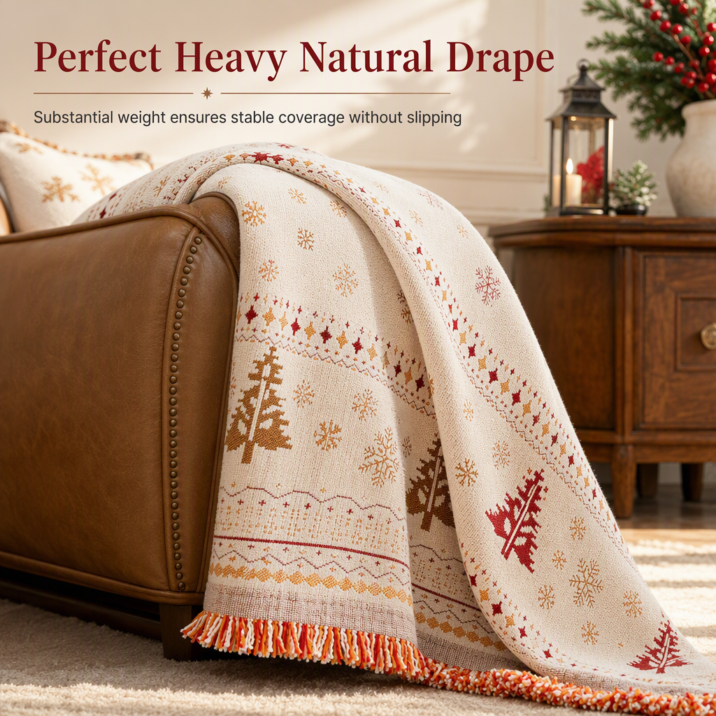 🎁 50 % RABATT 🛋️ Wendbarer Chenille-Sofaüberwurf, weicher Weihnachts-Sofabezug 🎄