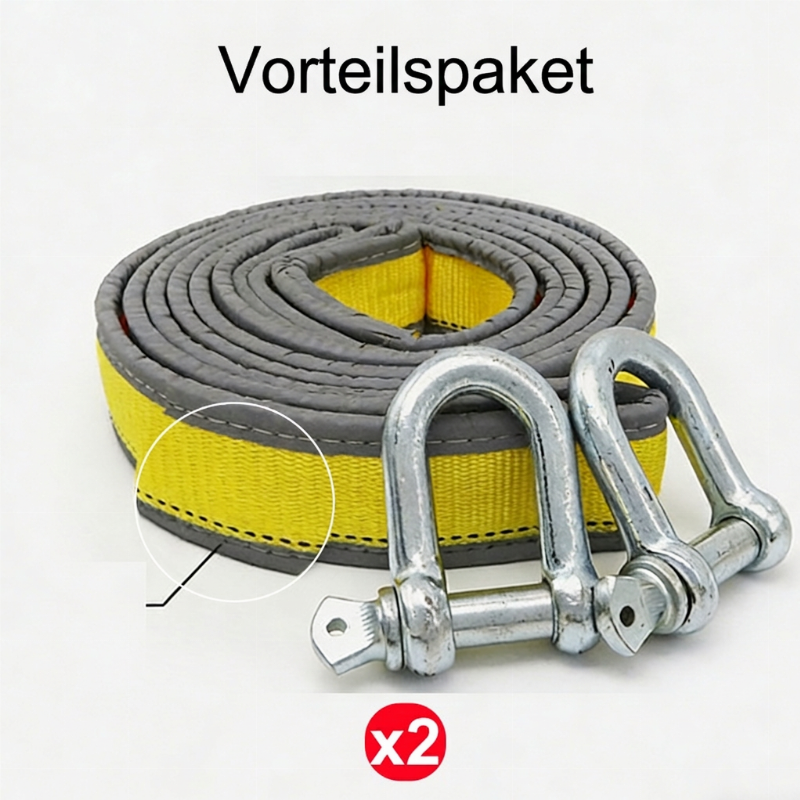 📢📢Kaufe 2, erhalte 1 GRATIS!⏰8-Ton-Abschleppseil mit U-förmigen Schäkelhaken