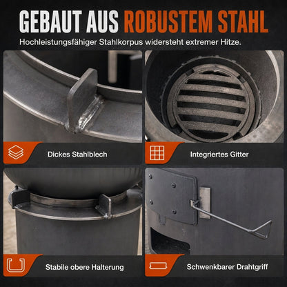 🔥 50 % RABATT! ⛺ Multifunktionaler tragbarer Holz- & Holzkohleofen – rostbeständig, Camping, BBQ & Heizung ✨