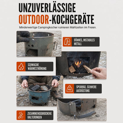 🔥 50 % RABATT! ⛺ Multifunktionaler tragbarer Holz- & Holzkohleofen – rostbeständig, Camping, BBQ & Heizung ✨