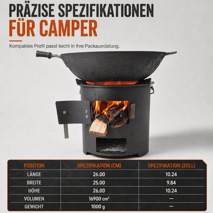 🔥 50 % RABATT! ⛺ Multifunktionaler tragbarer Holz- & Holzkohleofen – rostbeständig, Camping, BBQ & Heizung ✨