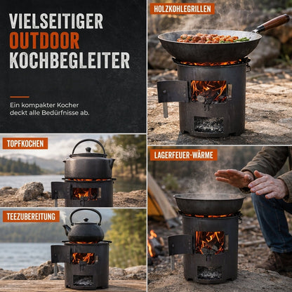 🔥 50 % RABATT! ⛺ Multifunktionaler tragbarer Holz- & Holzkohleofen – rostbeständig, Camping, BBQ & Heizung ✨