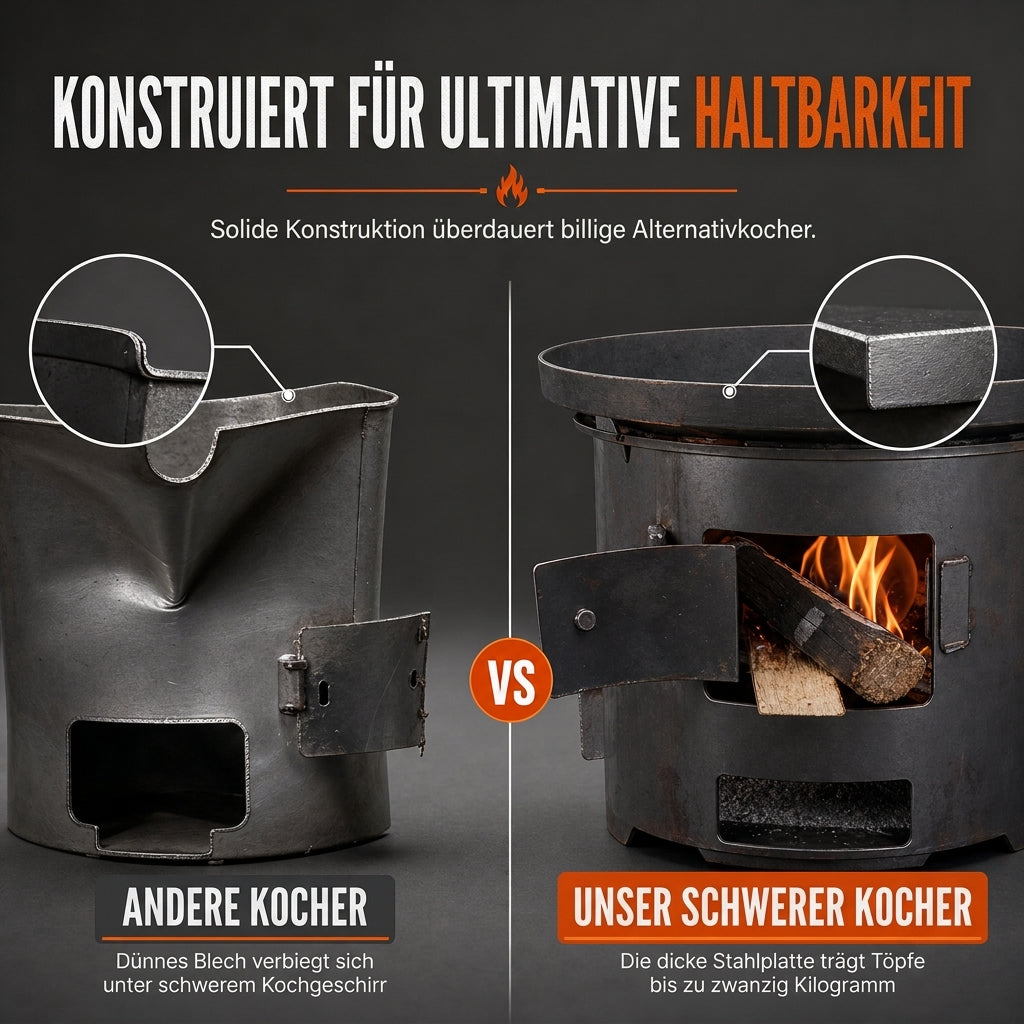 🔥 50 % RABATT! ⛺ Multifunktionaler tragbarer Holz- & Holzkohleofen – rostbeständig, Camping, BBQ & Heizung ✨