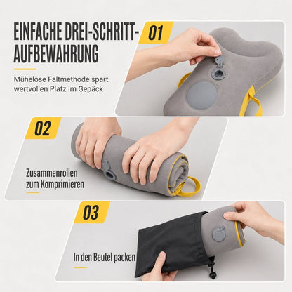 💤 50 % Rabatt ! Aufblasbares Reisekissen Ergonomisch – Entspannt ankommen, ohne Nackenschmerzen! ☁️ Integrierte Pumpe, 360° Kopfstütze, kompakt faltbar