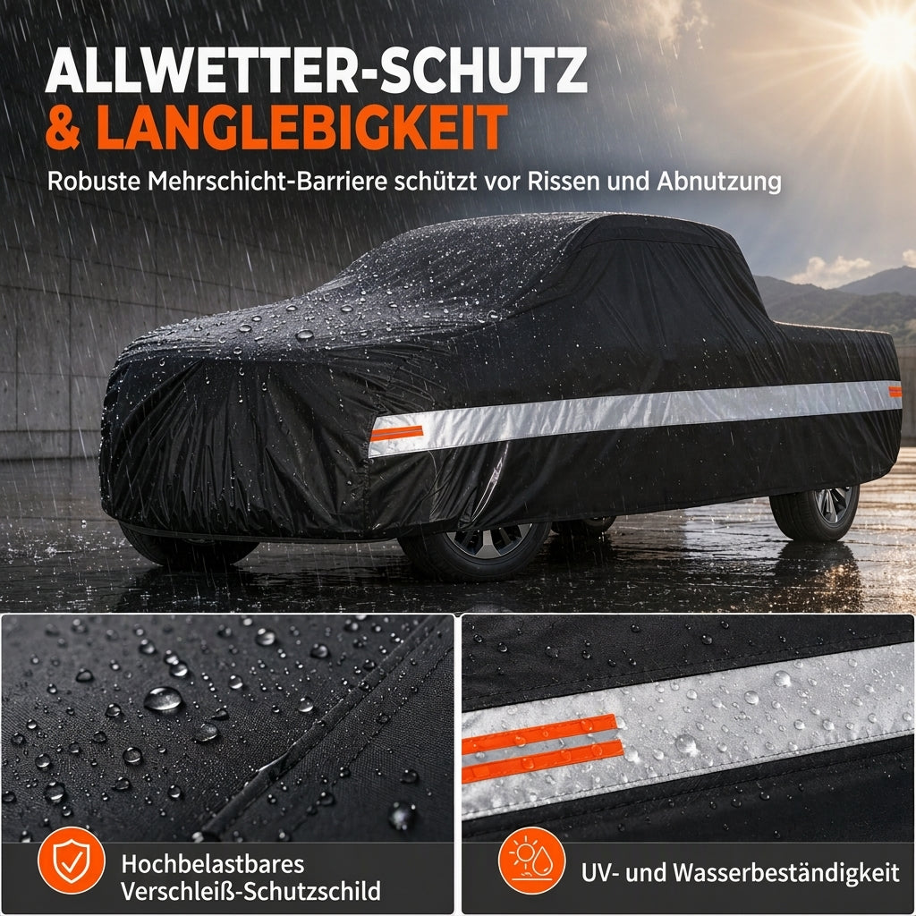 🚗50 % Rabatt ! Pickup Abdeckung Wasserdicht – Rundumschutz bei jedem Wetter, lackschonend! 🛡️ Winddicht mit Gurten, UV- & regenfest, reißfestes 190T-Gewebe 💨