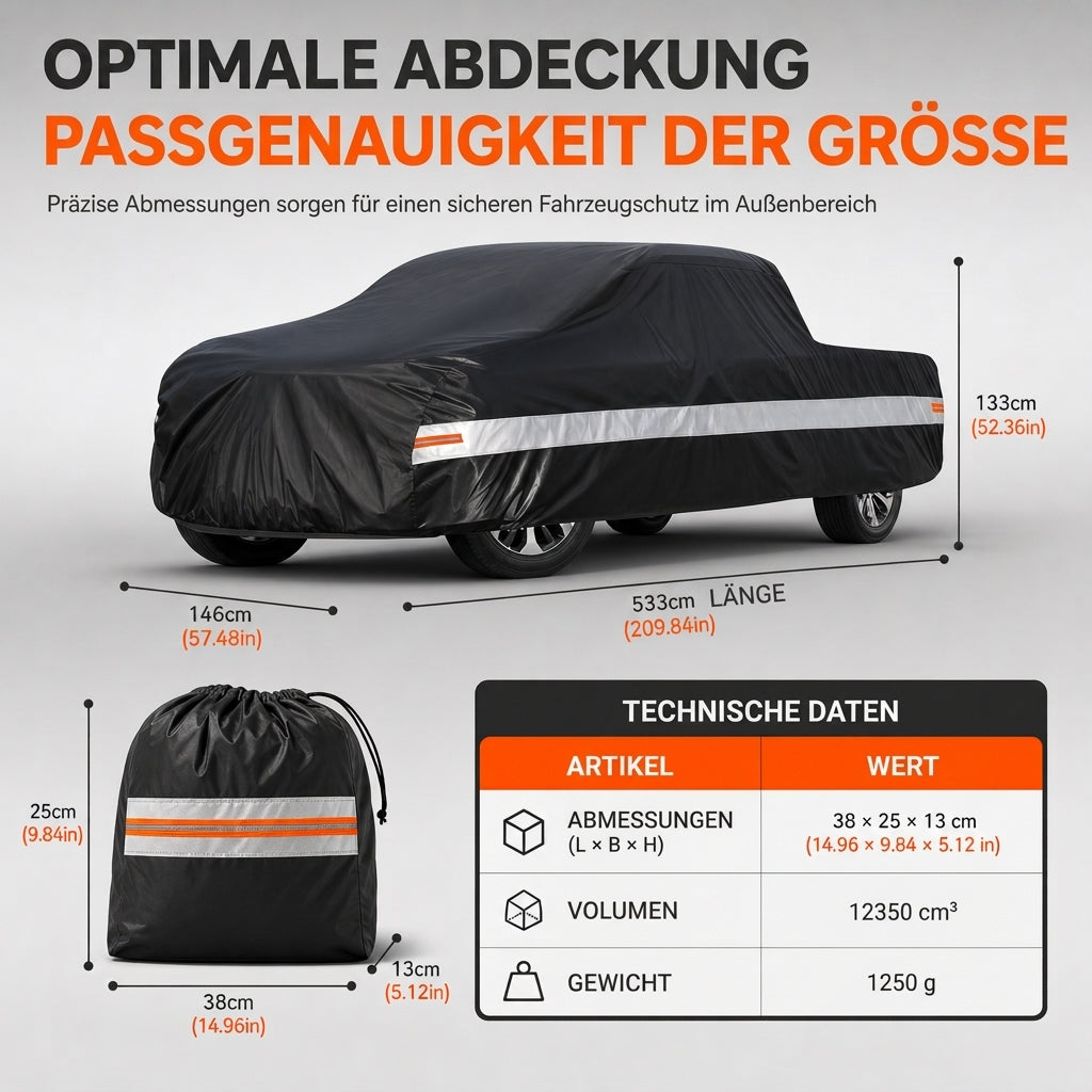 🚗50 % Rabatt ! Pickup Abdeckung Wasserdicht – Rundumschutz bei jedem Wetter, lackschonend! 🛡️ Winddicht mit Gurten, UV- & regenfest, reißfestes 190T-Gewebe 💨