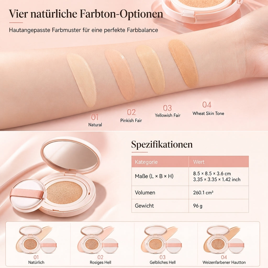 🌸 50 % Rabatt ! Leichte Getönte Cushion – Kein Maskeneffekt, pure Frische! ✨ Natürlich deckend, schweißfest, samtiger Soft-Focus 💫