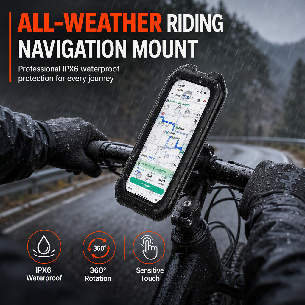🏍️ 50 % Rabatt! Wasserdichte Handyhalterung für Motorrad & Fahrrad – 360° drehbar mit Touchscreen-Funktion
