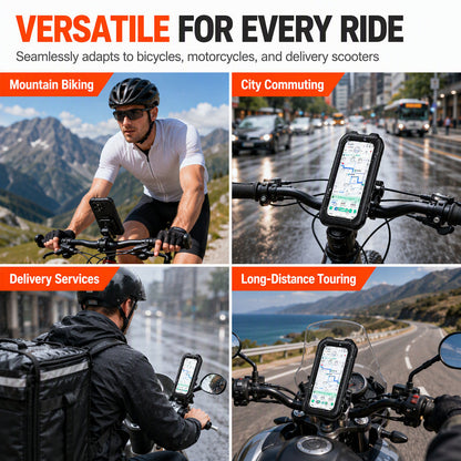🏍️ 50 % Rabatt! Wasserdichte Handyhalterung für Motorrad & Fahrrad – 360° drehbar mit Touchscreen-Funktion