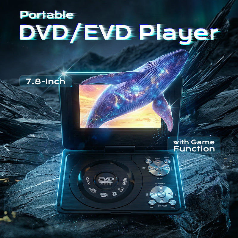 🎉 50 % Rabatt !📀7.8-Zoll-tragbarer DVD-/EVD-Player mit Spielefunktion