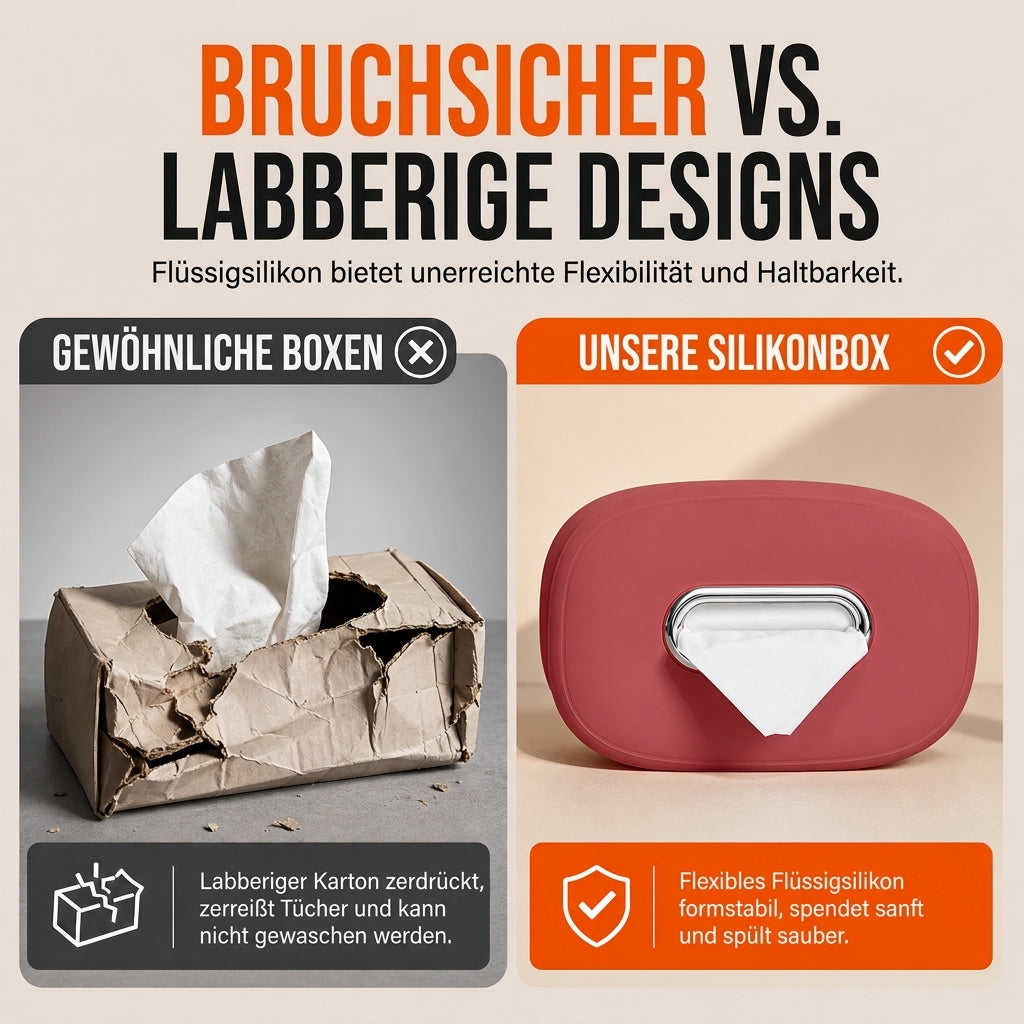 🧻  50 % Rabatt ! 🚘Silikon Auto Taschentuchhalter – Immer griffbereit, voller Komfort! 🚗 Flexibel aufhängbar, mühelose Einhand-Entnahme, 100 % waschbar