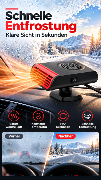 🚗 50 % Rabatt ! Auto-Heizlüfter & Scheiben-Defroster – Schluss mit Beschlag! ❄️ Gezielte Wärme, 360° drehbarer Fuß, 12V/24V 💨