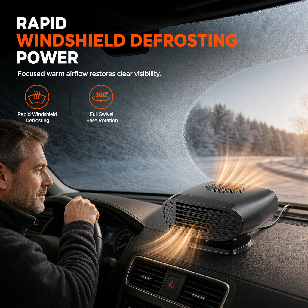 🚗 50 % Rabatt ! Auto-Heizlüfter & Scheiben-Defroster – Schluss mit Beschlag! ❄️ Gezielte Wärme, 360° drehbarer Fuß, 12V/24V 💨
