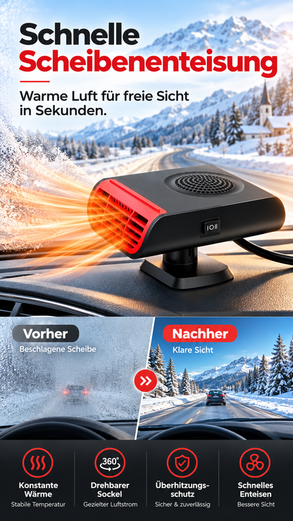 🚗 50 % Rabatt ! Auto-Heizlüfter & Scheiben-Defroster – Schluss mit Beschlag! ❄️ Gezielte Wärme, 360° drehbarer Fuß, 12V/24V 💨