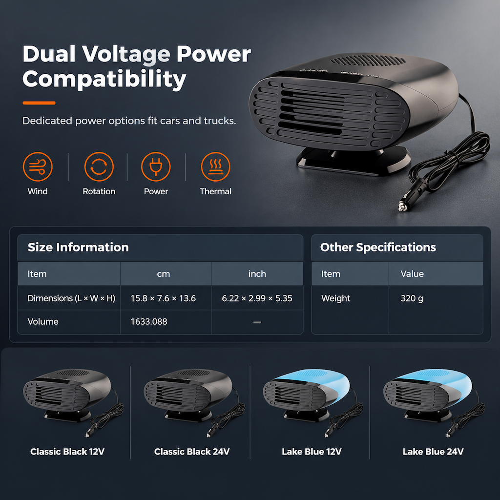 🚗 50 % Rabatt ! Auto-Heizlüfter & Scheiben-Defroster – Schluss mit Beschlag! ❄️ Gezielte Wärme, 360° drehbarer Fuß, 12V/24V 💨