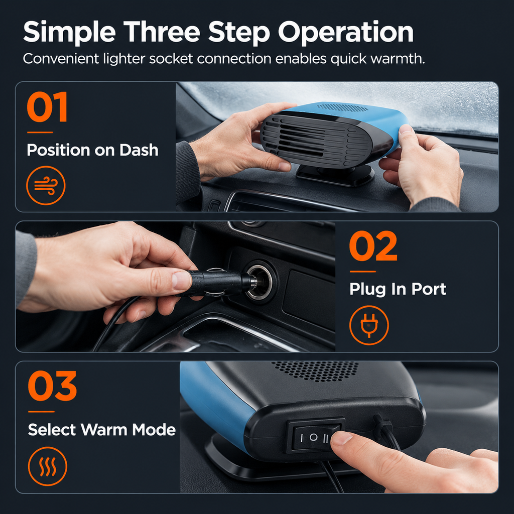🚗 50 % Rabatt ! Auto-Heizlüfter & Scheiben-Defroster – Schluss mit Beschlag! ❄️ Gezielte Wärme, 360° drehbarer Fuß, 12V/24V 💨