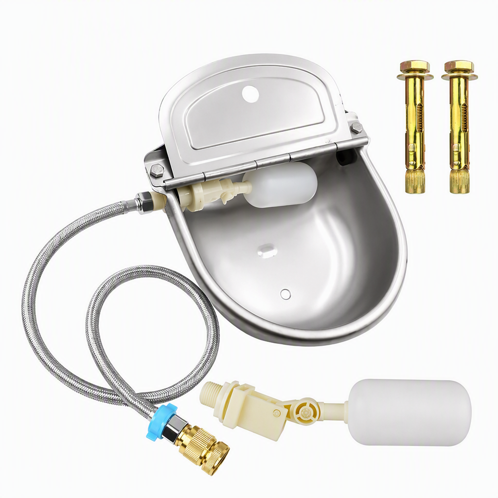 ⏳ Kun for en kort tid – 50 % RABATT ⏰Automatische Tränkeschale aus 304-Edelstahl mit Schwimmer und Ablaufloch für Rinder, Pferde, Schafe und Hunde