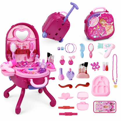🎀 50% RABATT! 🧳 Schminkkoffer für Kinder – Tragbar & Rollenspiel-Set für Mädchen ✨