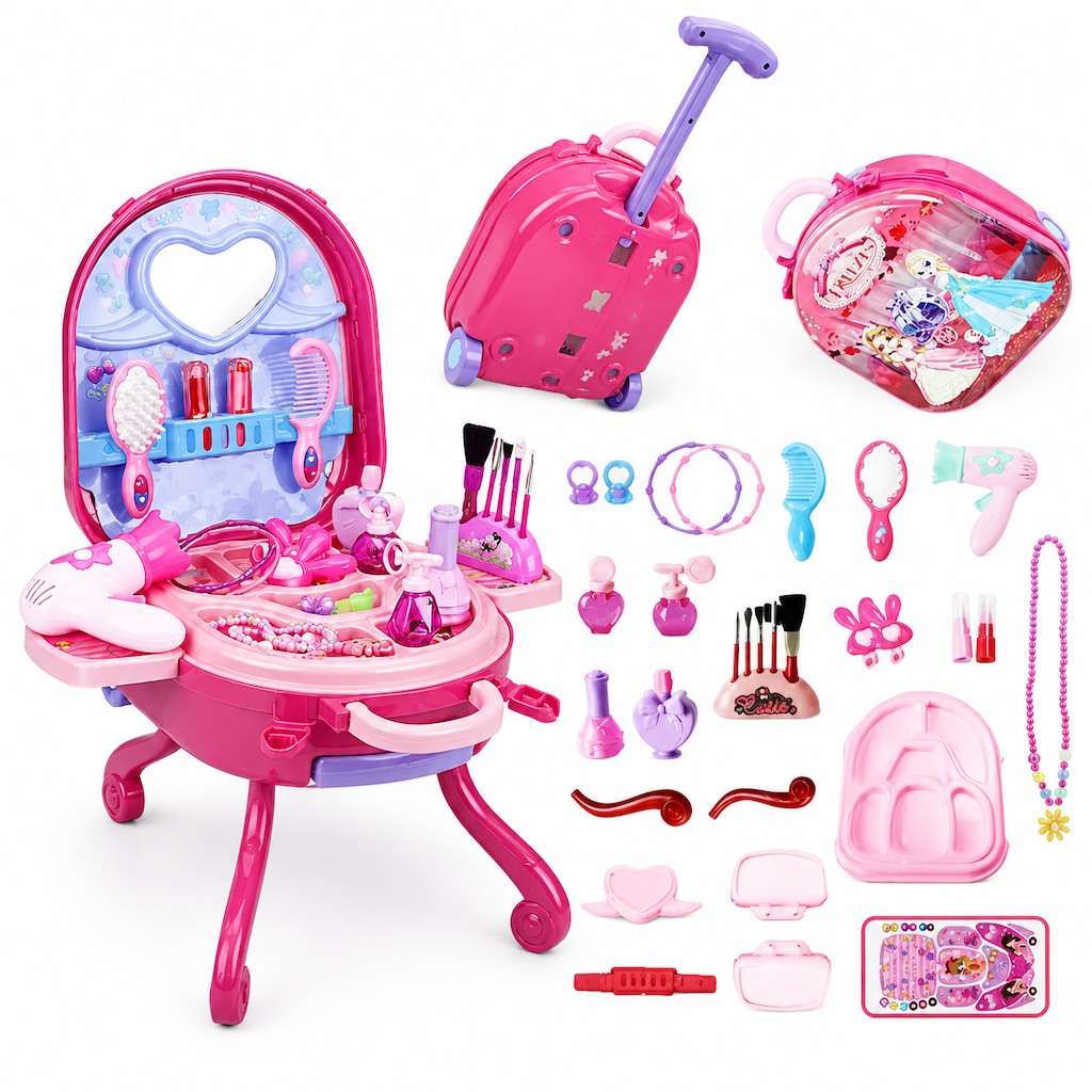 🎀 50% RABATT! 🧳 Schminkkoffer für Kinder – Tragbar & Rollenspiel-Set für Mädchen ✨