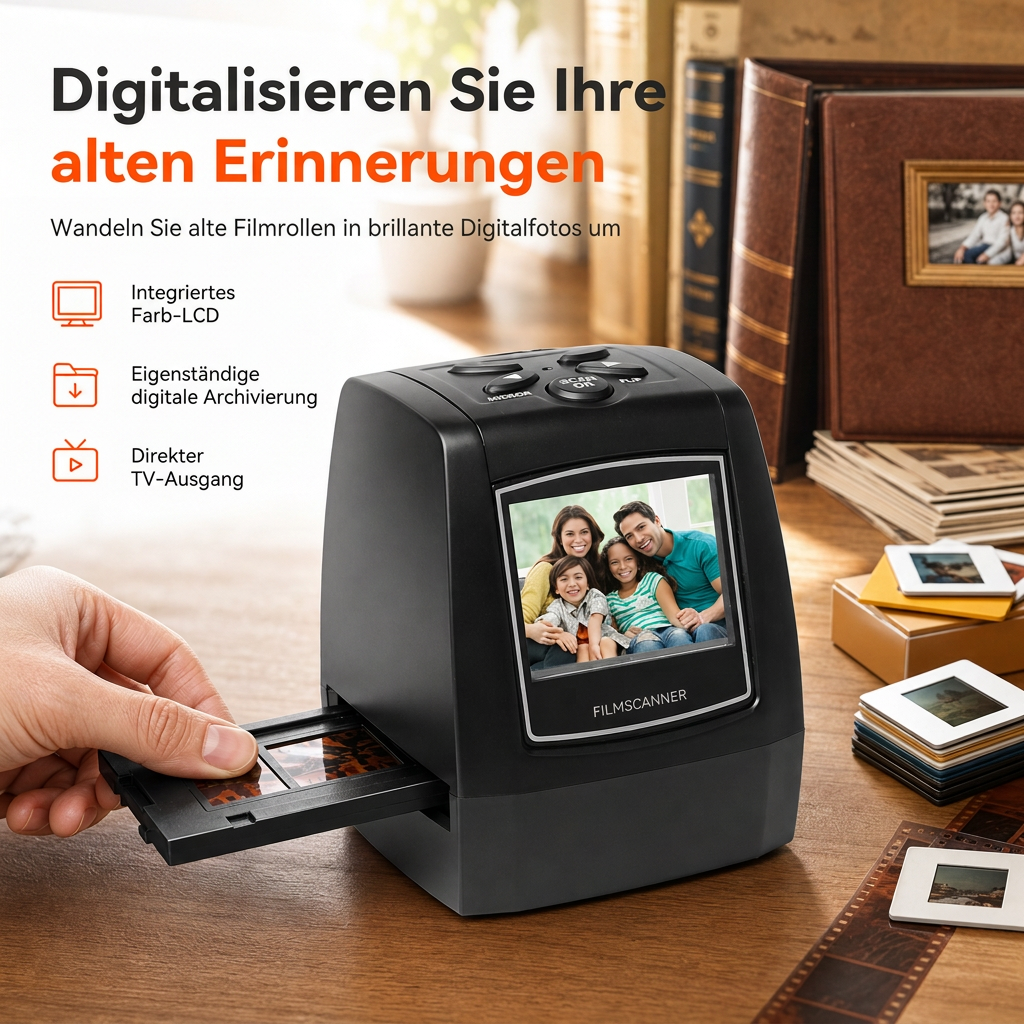 📢📢50% RABATT !!⏰Tragbarer 35mm 135mm Filmscanner mit 2,36-Zoll-LCD-Bildschirm für Negative und Dias