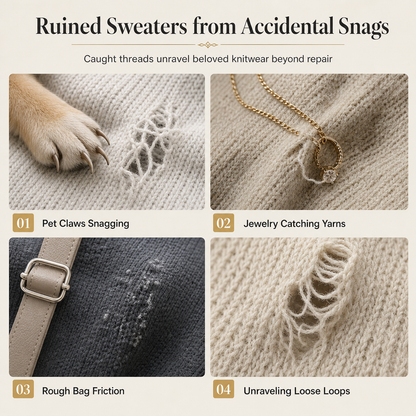 🔥 Kaufe 2, erhalte 1 GRATIS!Reparieren Sie beschädigte Strickwaren im Handumdrehen! 25-teiliges Set gerändelter Reparaturnadeln