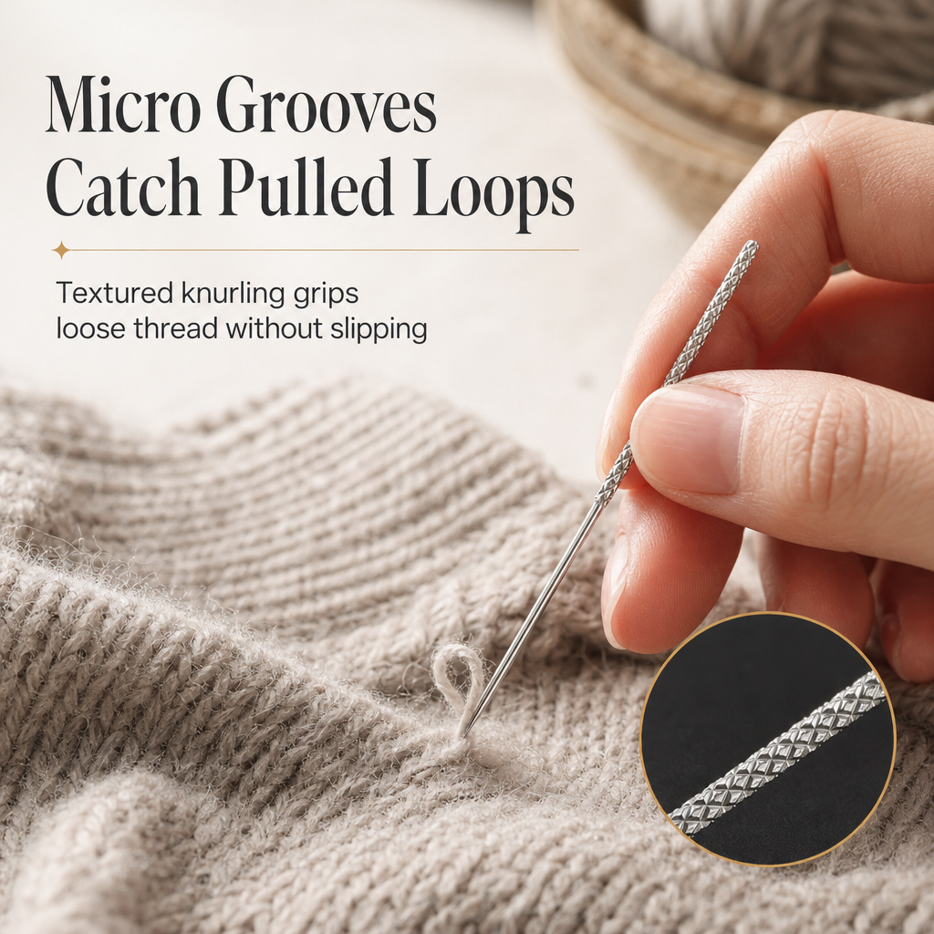 🔥 Kaufe 2, erhalte 1 GRATIS!Reparieren Sie beschädigte Strickwaren im Handumdrehen! 25-teiliges Set gerändelter Reparaturnadeln