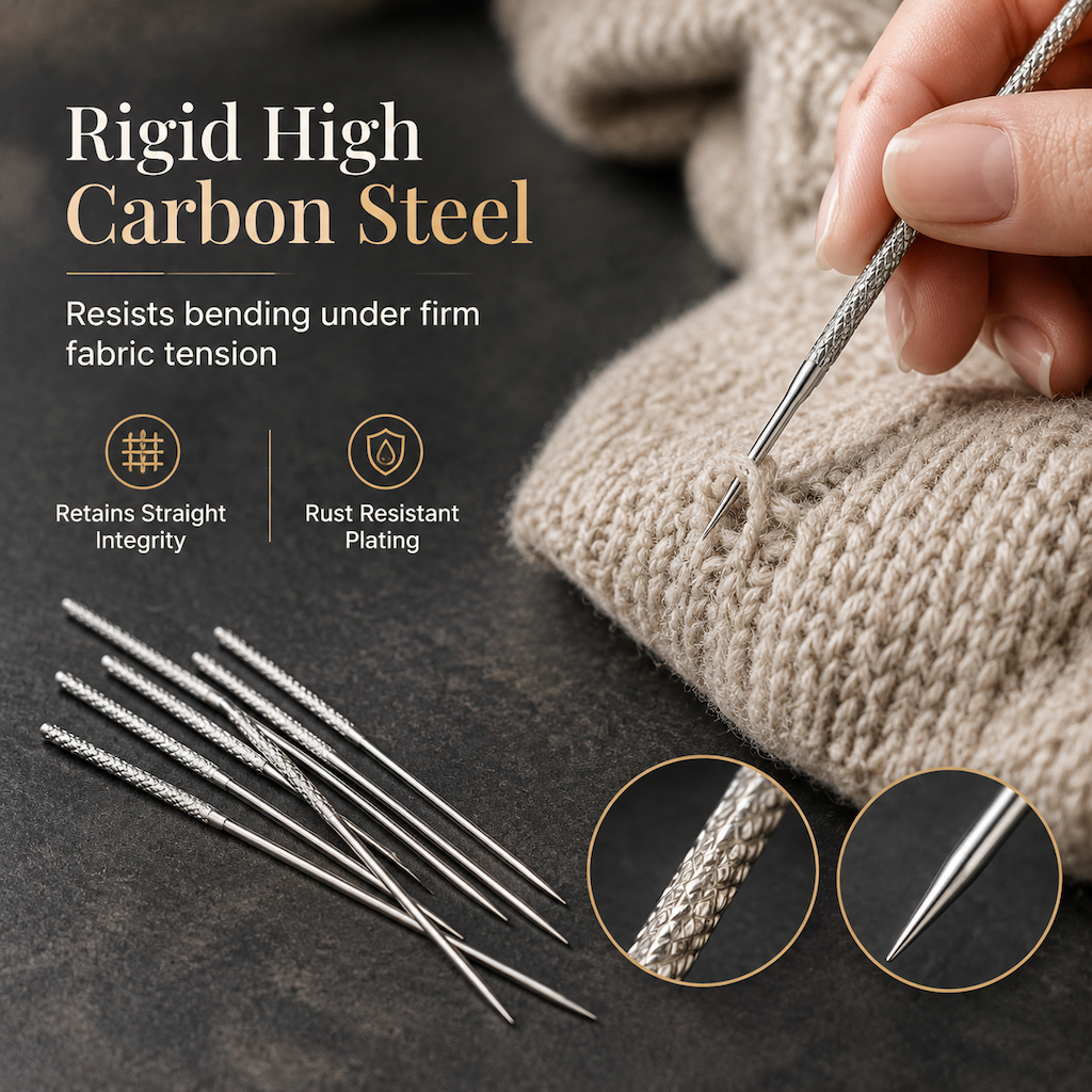 🔥 Kaufe 2, erhalte 1 GRATIS!Reparieren Sie beschädigte Strickwaren im Handumdrehen! 25-teiliges Set gerändelter Reparaturnadeln