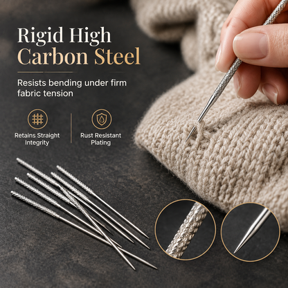 🔥 Kaufe 2, erhalte 1 GRATIS!Reparieren Sie beschädigte Strickwaren im Handumdrehen! 25-teiliges Set gerändelter Reparaturnadeln