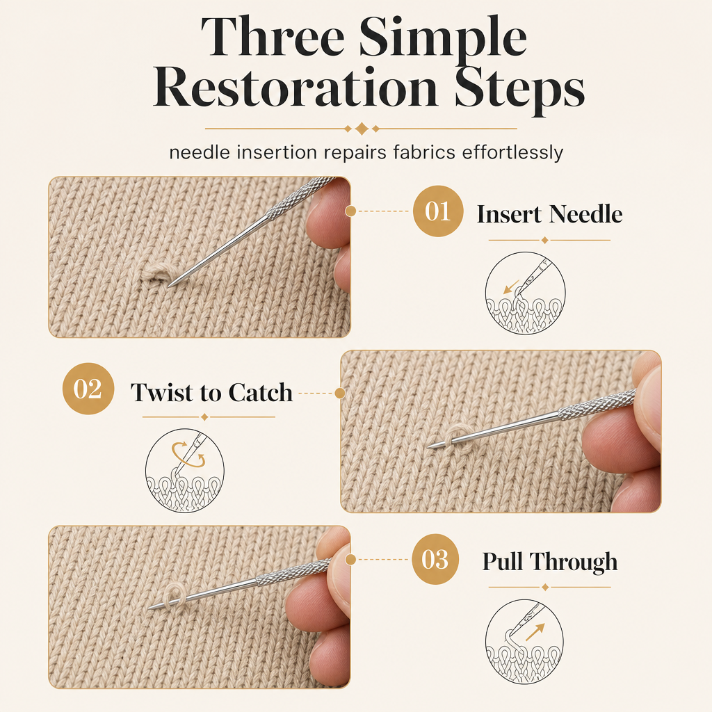 🔥 Kaufe 2, erhalte 1 GRATIS!Reparieren Sie beschädigte Strickwaren im Handumdrehen! 25-teiliges Set gerändelter Reparaturnadeln