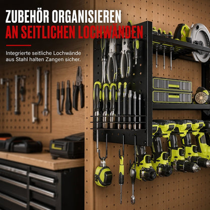 📢📢 50 % RABATT 🛠️ Wandmontiertes Werkzeugregal aus Stahl – Bohrer & Werkzeuge platzsparend aufbewahren