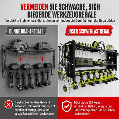 📢📢 50 % RABATT 🛠️ Wandmontiertes Werkzeugregal aus Stahl – Bohrer & Werkzeuge platzsparend aufbewahren