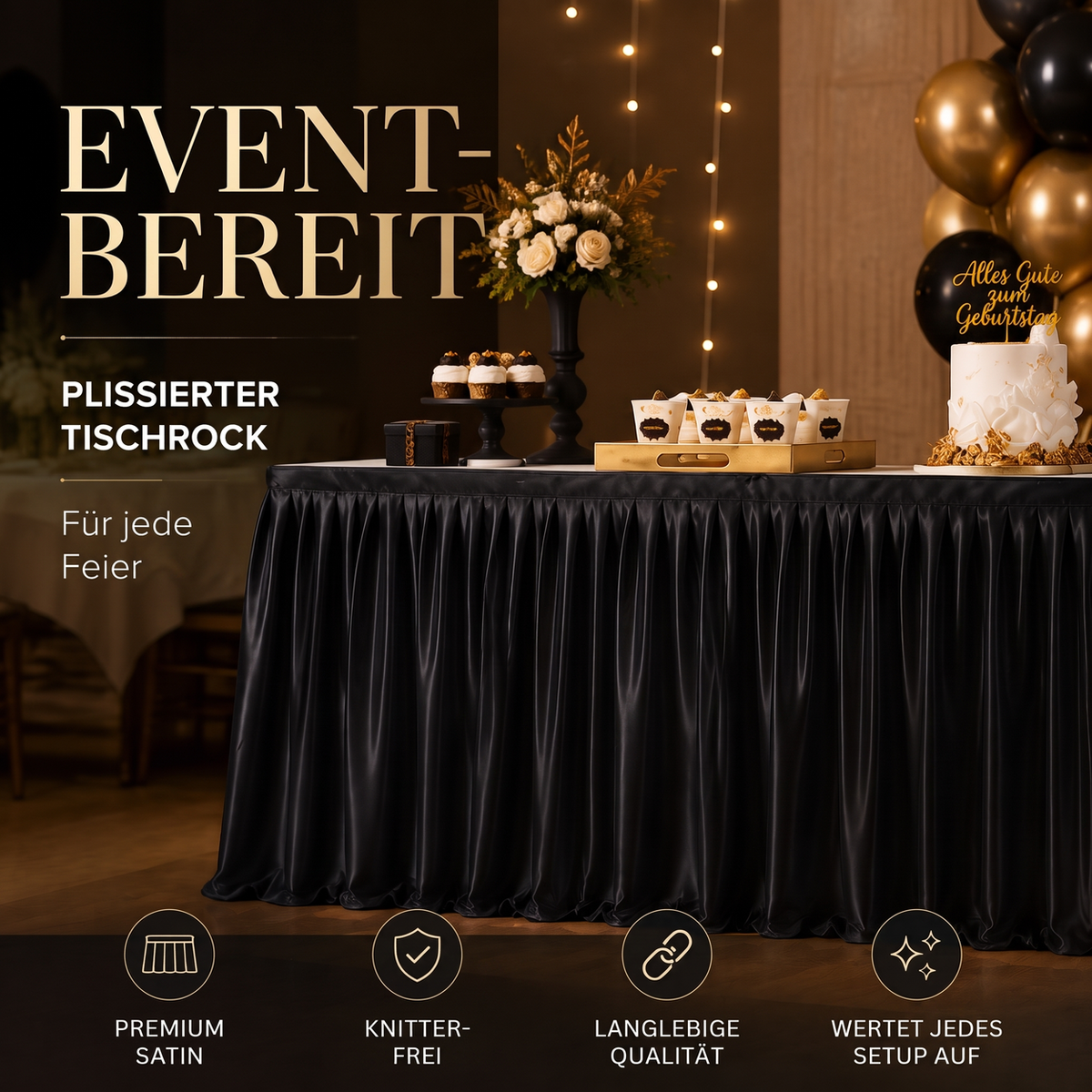 ✨ 50 % Rabatt ! Eleganter Plissee-Tischrock – Verwandelt jeden Tisch im Nu! 🎀 Blitzschnell montiert, knitterarm, verdeckt Stauraum