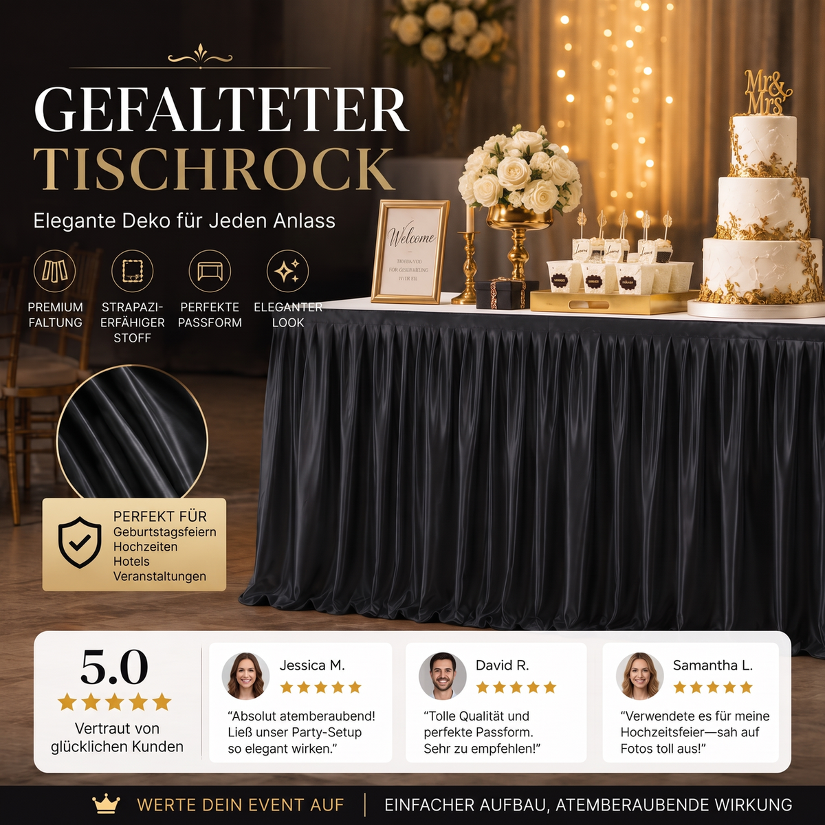 ✨ 50 % Rabatt ! Eleganter Plissee-Tischrock – Verwandelt jeden Tisch im Nu! 🎀 Blitzschnell montiert, knitterarm, verdeckt Stauraum