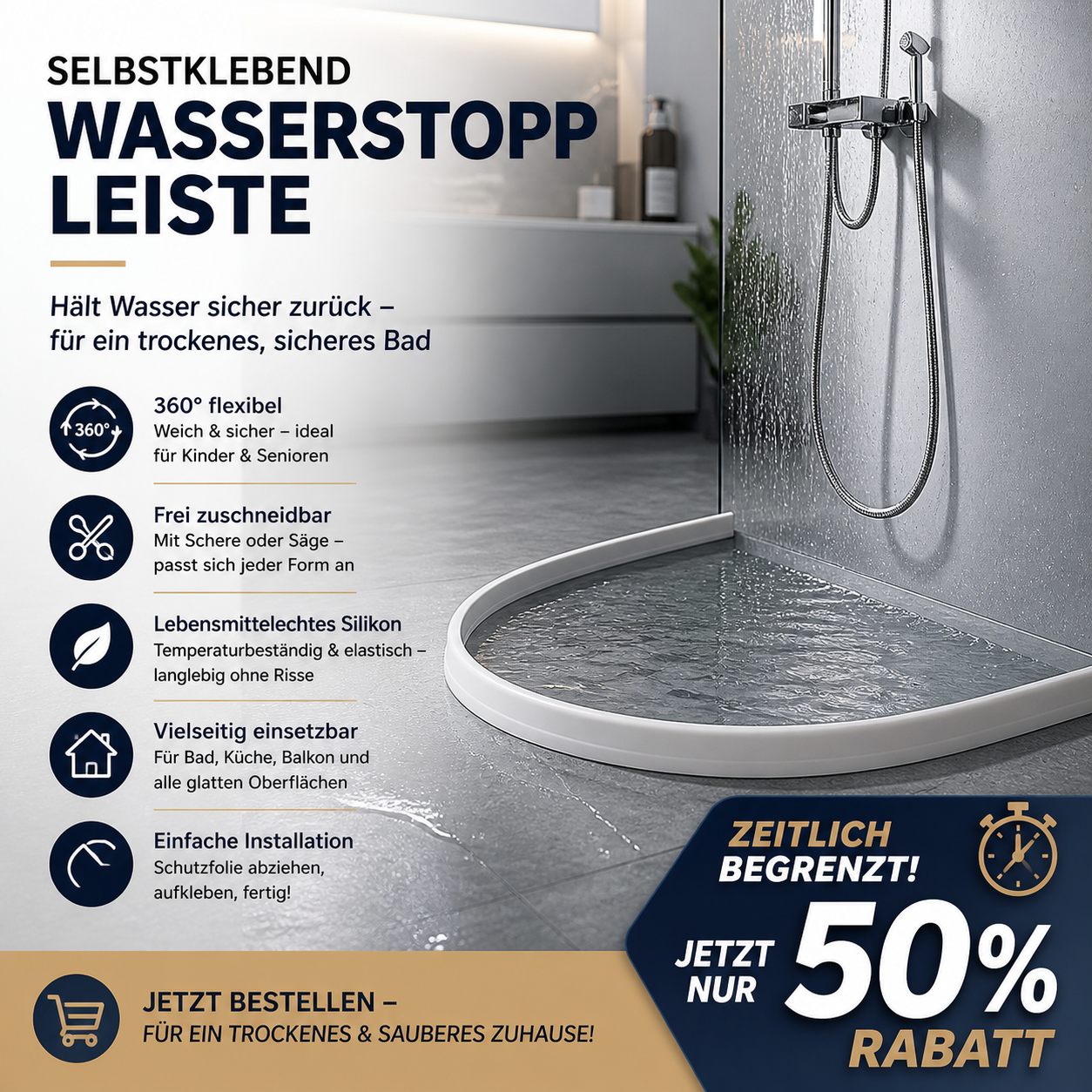 🏆 50 % RABATT! 🚿 Selbstklebende Wasserrückhaltesperre