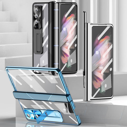 Suitable For Samsung Zfold3/Zfold4 Handyhülle mit flachem Scharnier und faltbarer galvanisierter Linse