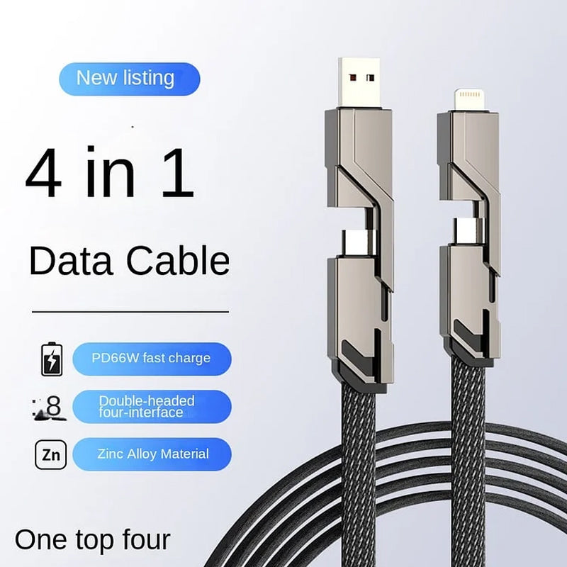🔥🔥4-in-1 flaches, geflochtenes Anti-Tangle-Ladekabel mit Klettverschluss🔥🔥（Kaufen Sie einen, erhalten Sie einen gratis）
