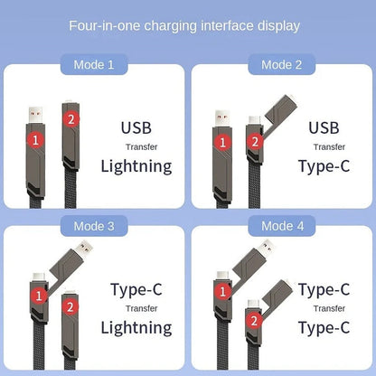 🔥🔥4-in-1 flaches, geflochtenes Anti-Tangle-Ladekabel mit Klettverschluss🔥🔥（Kaufen Sie einen, erhalten Sie einen gratis）