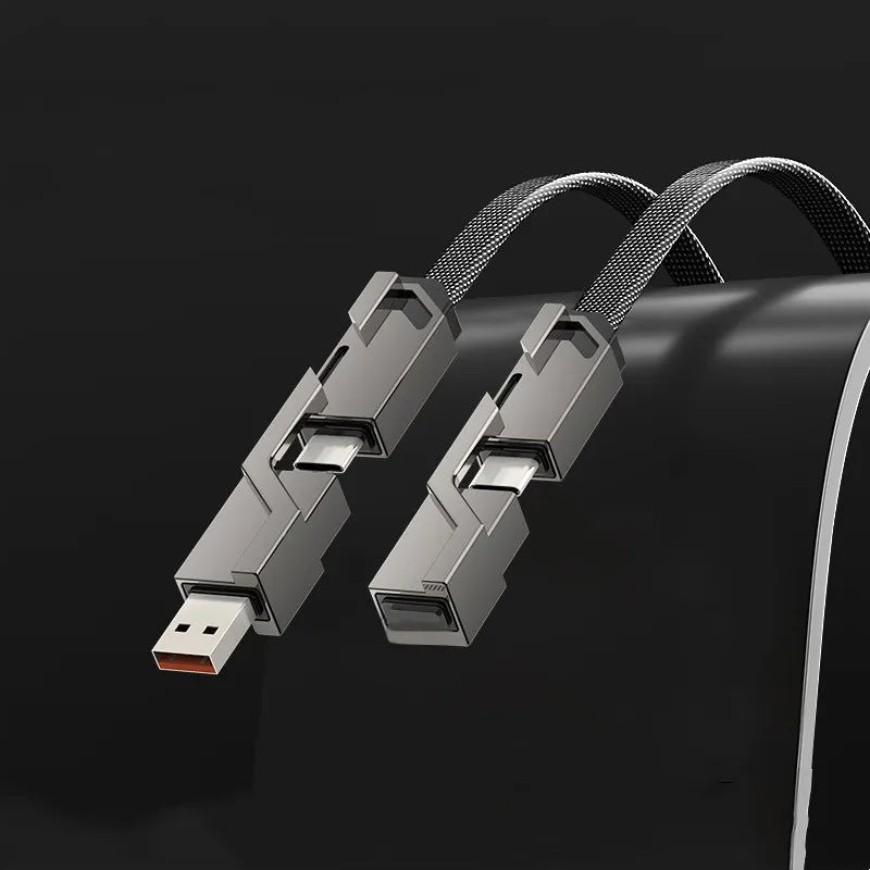 🔥🔥4-in-1 flaches, geflochtenes Anti-Tangle-Ladekabel mit Klettverschluss🔥🔥（Kaufen Sie einen, erhalten Sie einen gratis）