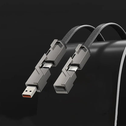 🔥🔥4-in-1 flaches, geflochtenes Anti-Tangle-Ladekabel mit Klettverschluss🔥🔥（Kaufen Sie einen, erhalten Sie einen gratis）