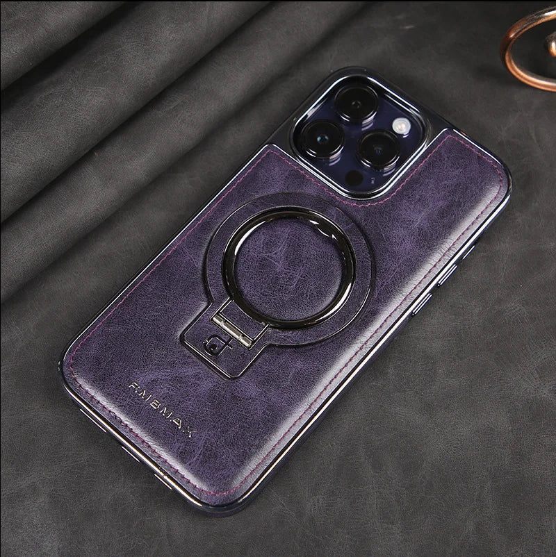 Luxuriöse Lederhülle mit unsichtbarem Ständer für das iPhone