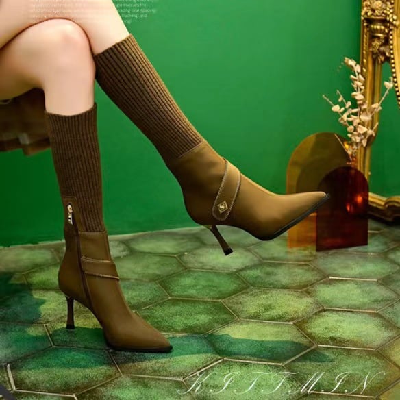 ✨🎇Spring Festival Sale 50 % Rabatt🔥🎁Das beste Geschenk für sie – modische Stretch-Strickstiefel für Damen mit Absatz