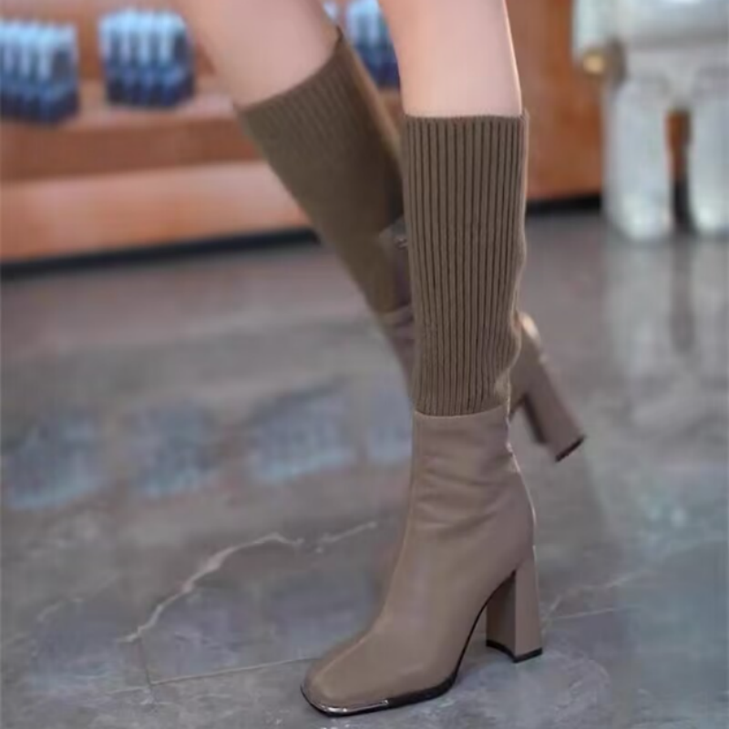 ✨🎇Spring Festival Sale 50 % Rabatt🔥🎁Das beste Geschenk für sie – modische Stretch-Strickstiefel für Damen mit Absatz