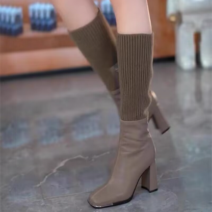 ✨🎇Spring Festival Sale 50 % Rabatt🔥🎁Das beste Geschenk für sie – modische Stretch-Strickstiefel für Damen mit Absatz