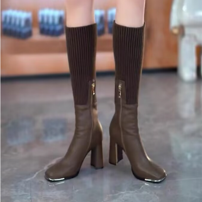 ✨🎇Spring Festival Sale 50 % Rabatt🔥🎁Das beste Geschenk für sie – modische Stretch-Strickstiefel für Damen mit Absatz